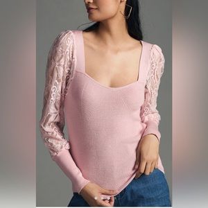 🖤Anthropologie Lace-Sleeve Sweater
